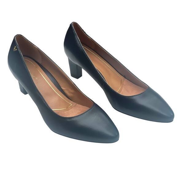 NEW! Vionic Mia Black Leather Heels Size 9 Orthotic Arch Support Comfort Pumps - Picture 14 of 14